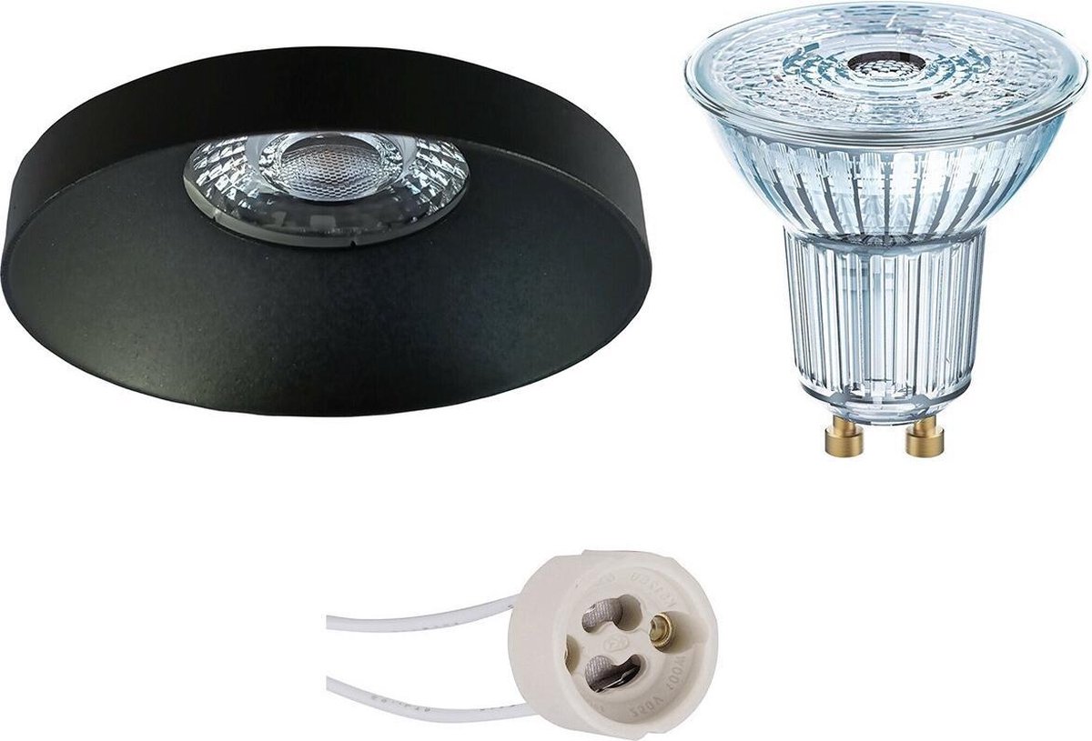 Osram - Led Spot Set - Parathom Par16 940 36d - Pragmi Vrito Pro - Gu10 Fitting - Dimbaar - Inbouw Rond - Mat - - Zwart