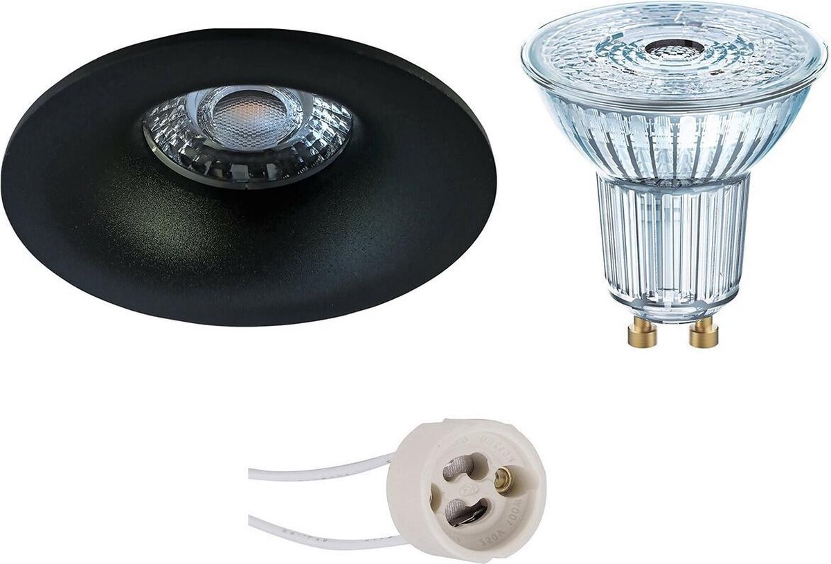 Osram - Led Spot Set - Parathom Par16 940 36d - Pragmi Nora Pro - Gu10 Fitting - Dimbaar - Inbouw Rond - Mat - - Zwart