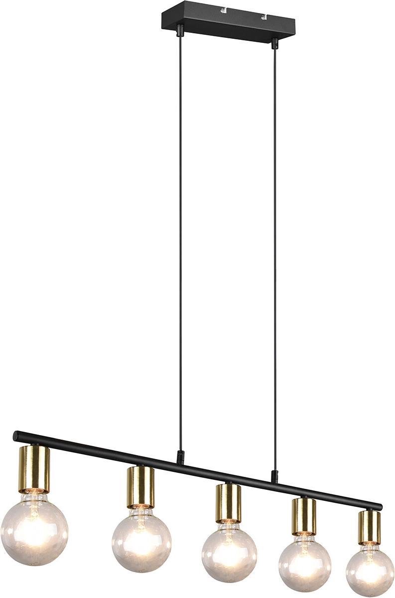 BES LED Led Hanglamp - Trion Zuncka - E27 Fitting - 5-lichts - Rechthoek - Mat/goud - Aluminium - Zwart
