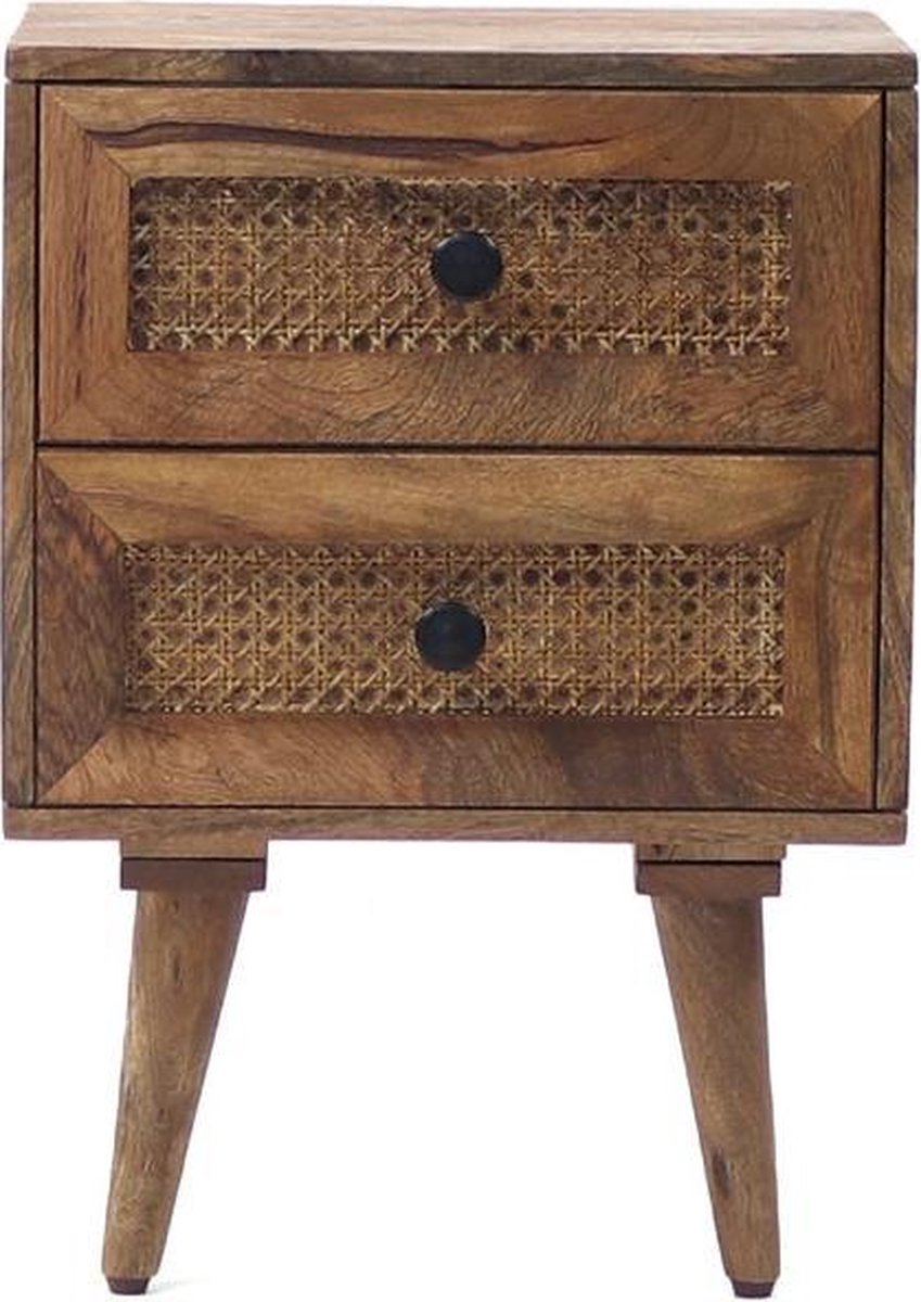 Bronx71 Nachtkastje Roto 2 Lades Mangohout Rotan