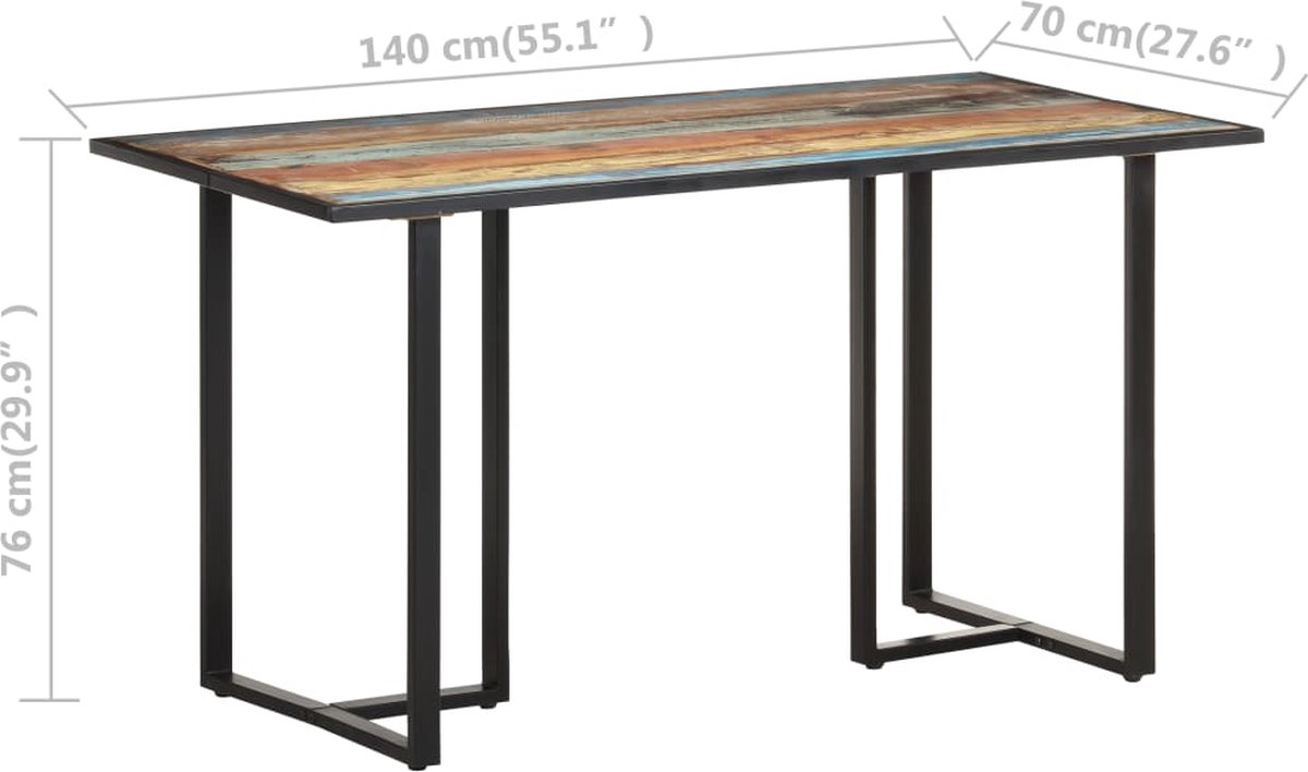 Vidaxl Eettafel 140 Cm Massief Gerecycled Hout