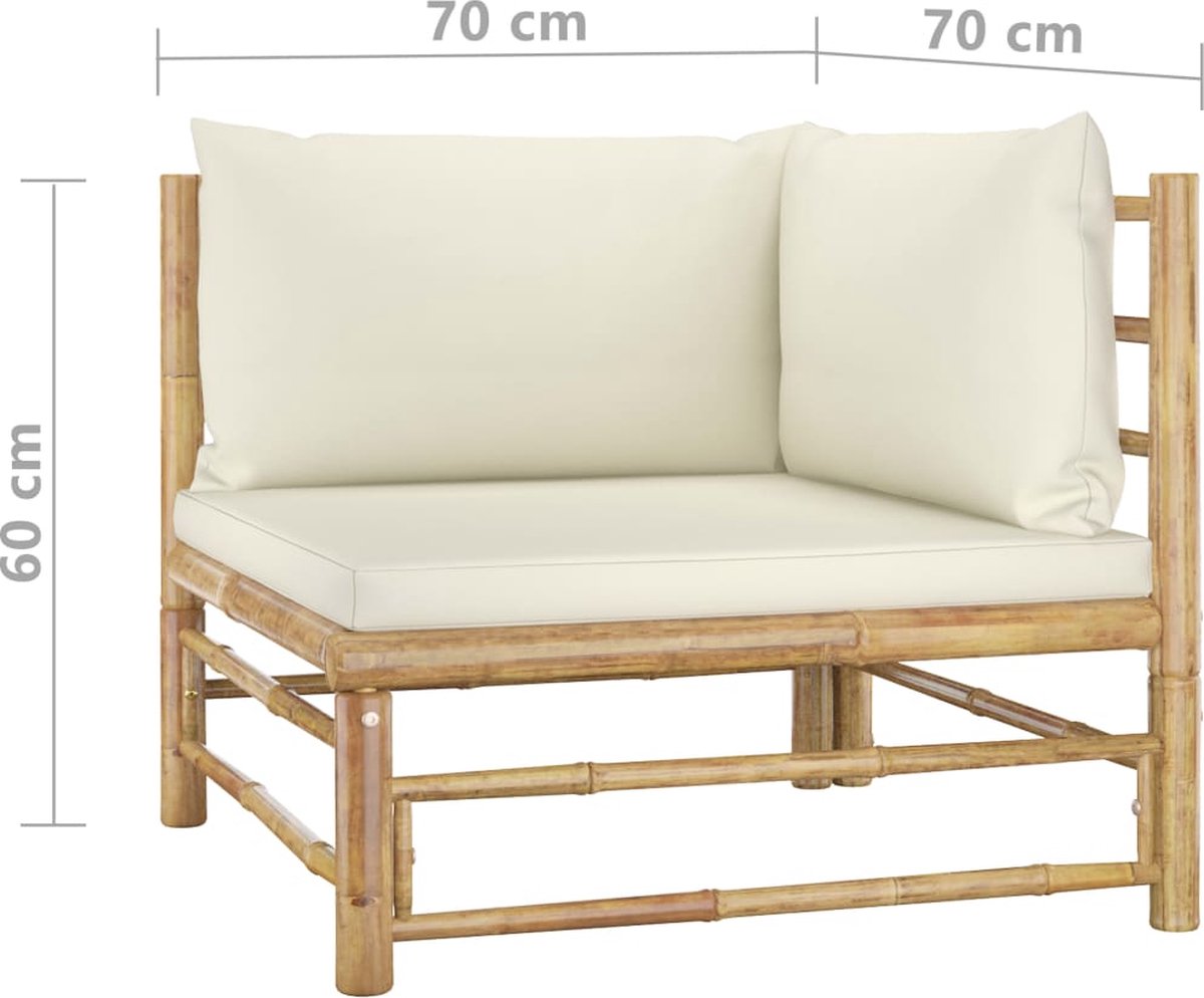 Vidaxl 7-delige Loungeset Met Crèmewitte Kussens Bamboe - Bruin