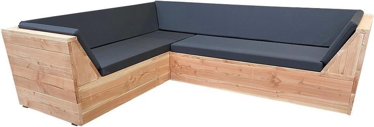 Wood4you - Loungeset 6 Douglashout 200x260 Cm - Incl Strakke Kussens L-vorm - Bruin