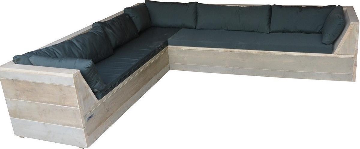 Wood4you - Loungeset 6 Steigerhout 260x200 Cm - L-vorm - Incl. Plofkussens - Bruin