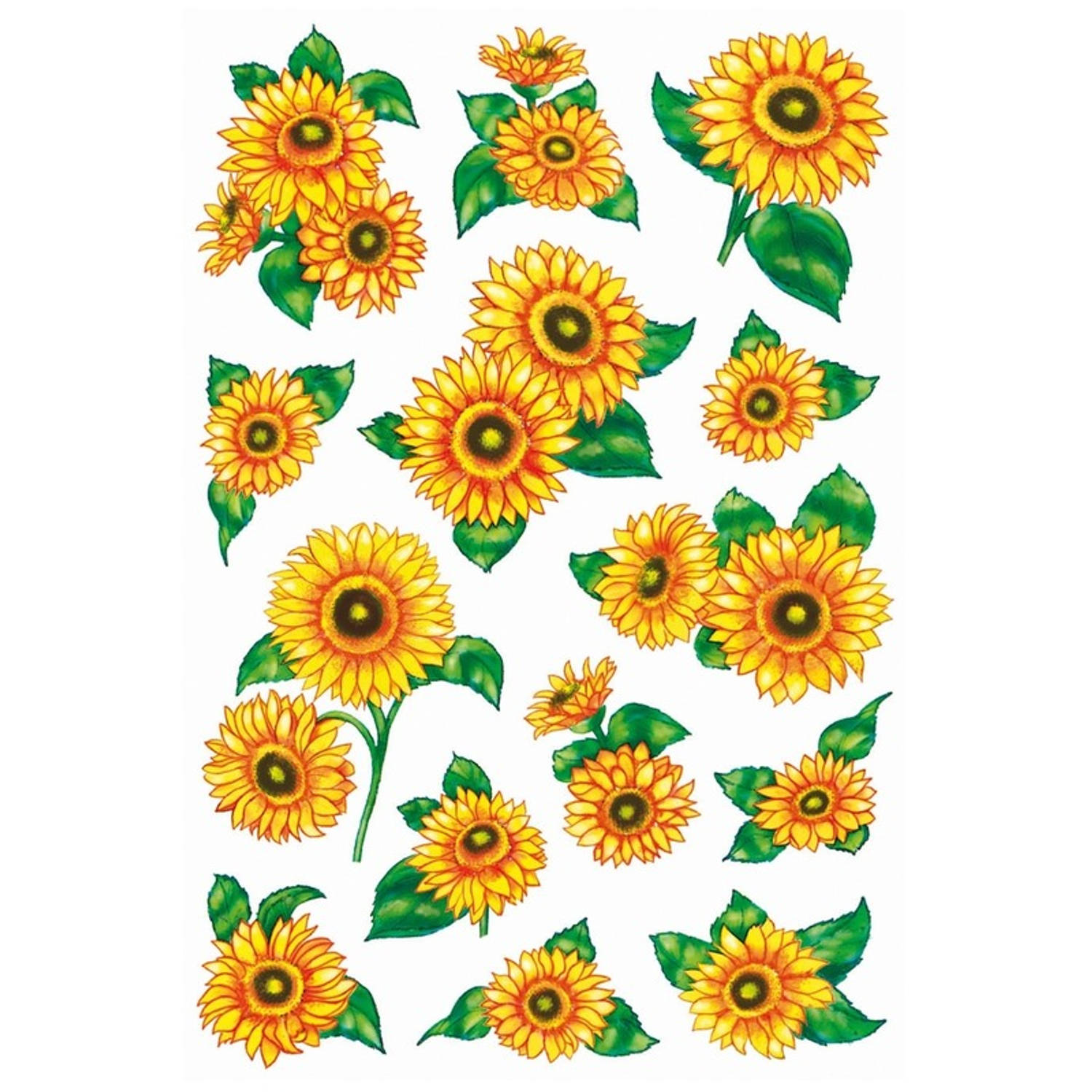 28x Zonnebloemen Stickers Met Glitters - Kinderstickers - Stickervellen - Knutselspullen