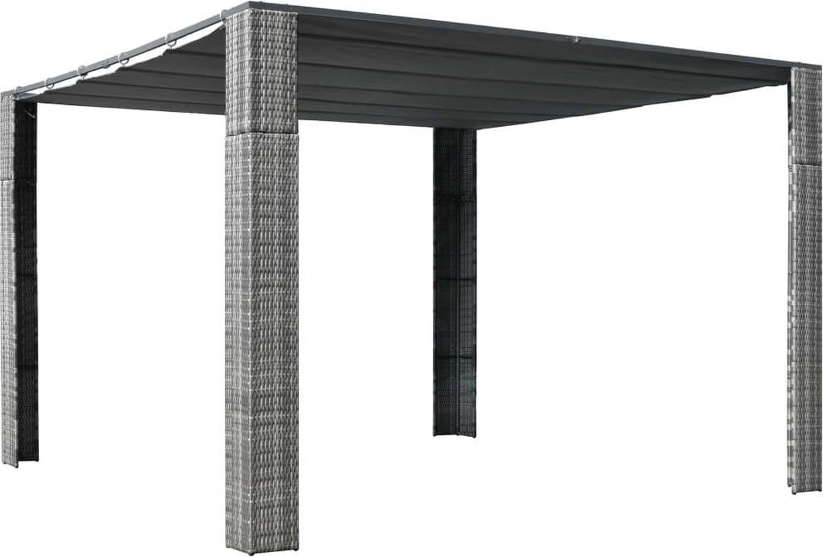 Vidaxl Prieel Met Dak 300x300x200 Cm Poly Rattan En Antraciet - Grijs