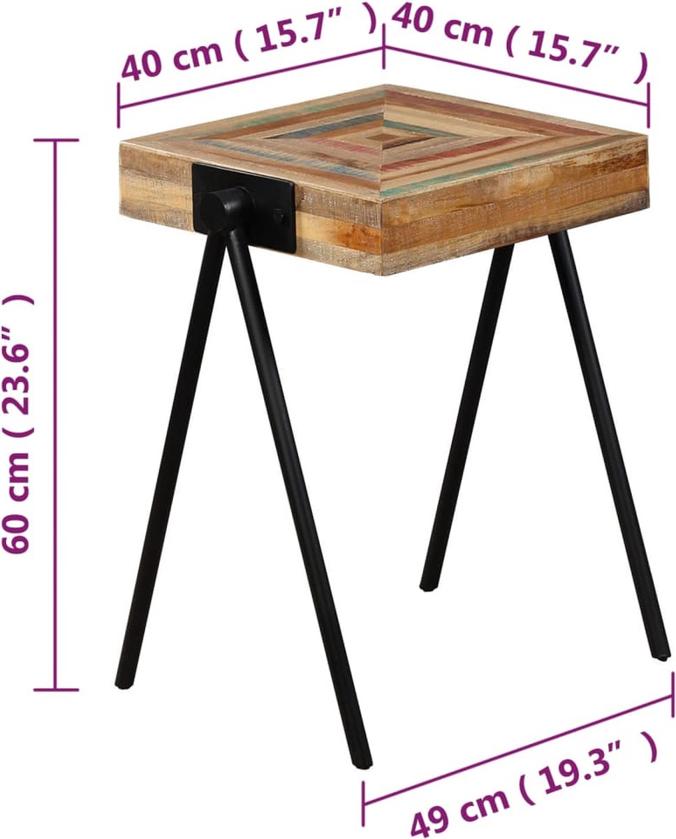 Vidaxl Bijzettafel Massief Hergebruikt Teakhout - Bruin