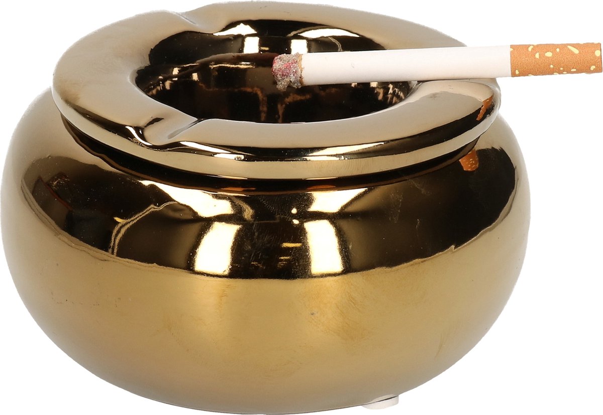 Terras Asbakken Kleur 14 Cm - Buiten Asbakken - Tafelaccessoires - Tuin Artikelen - Goud
