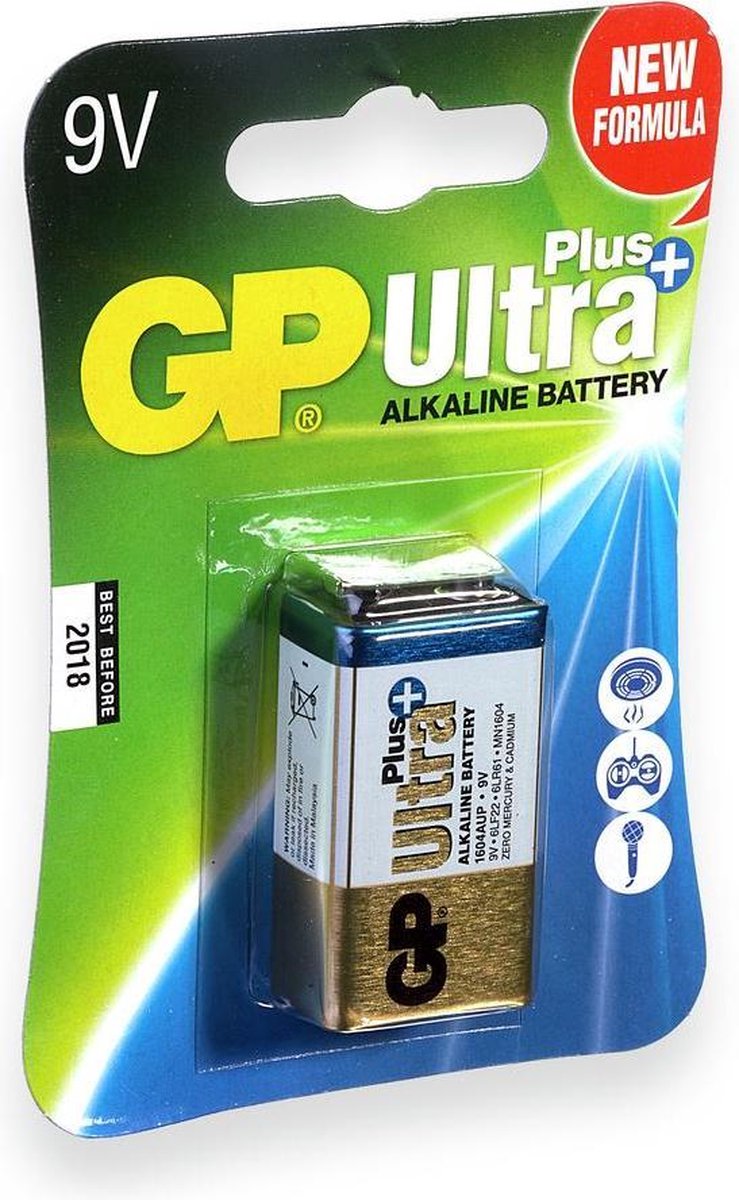 GP 9v Ultra Plus Alkaline Batterij