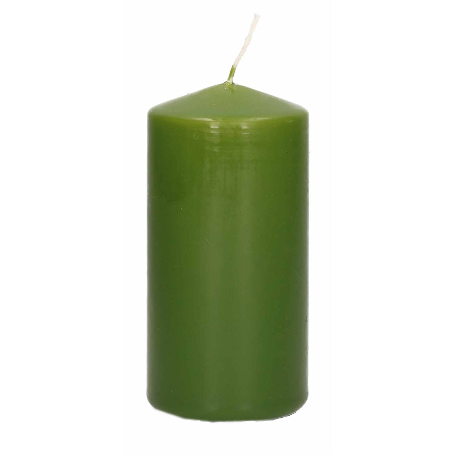 Trend Candles 1x Olijfe Cilinderkaarsen/stompkaarsen 6 X 12 Cm 40 Branduren - Geurloze Kaarsen Olijf - Woondecoraties - Groen