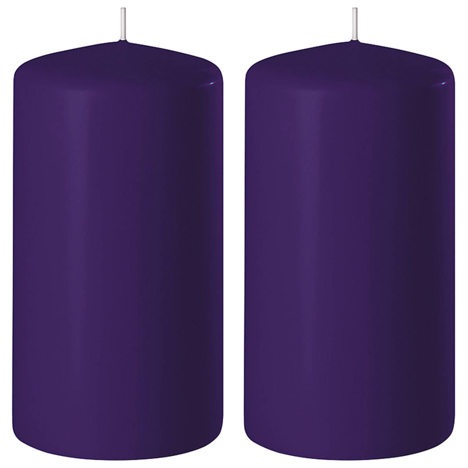 Enlightening Candles 2xe Cilinderkaarsen/stompkaarsen 6 X 8 Cm 27 Branduren - Geurloze Kaarsen - Woondecoraties - Paars