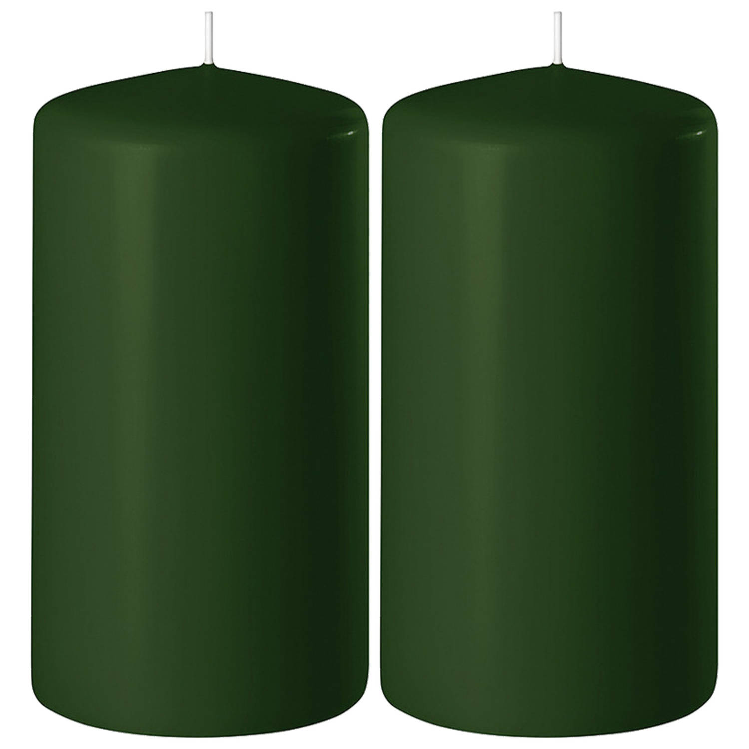 Enlightening Candles 2x Donkere Cilinderkaarsen/stompkaarsen 6 X 15 Cm 58 Branduren - Geurloze Kaarsen Donker - Woondecoraties - Groen