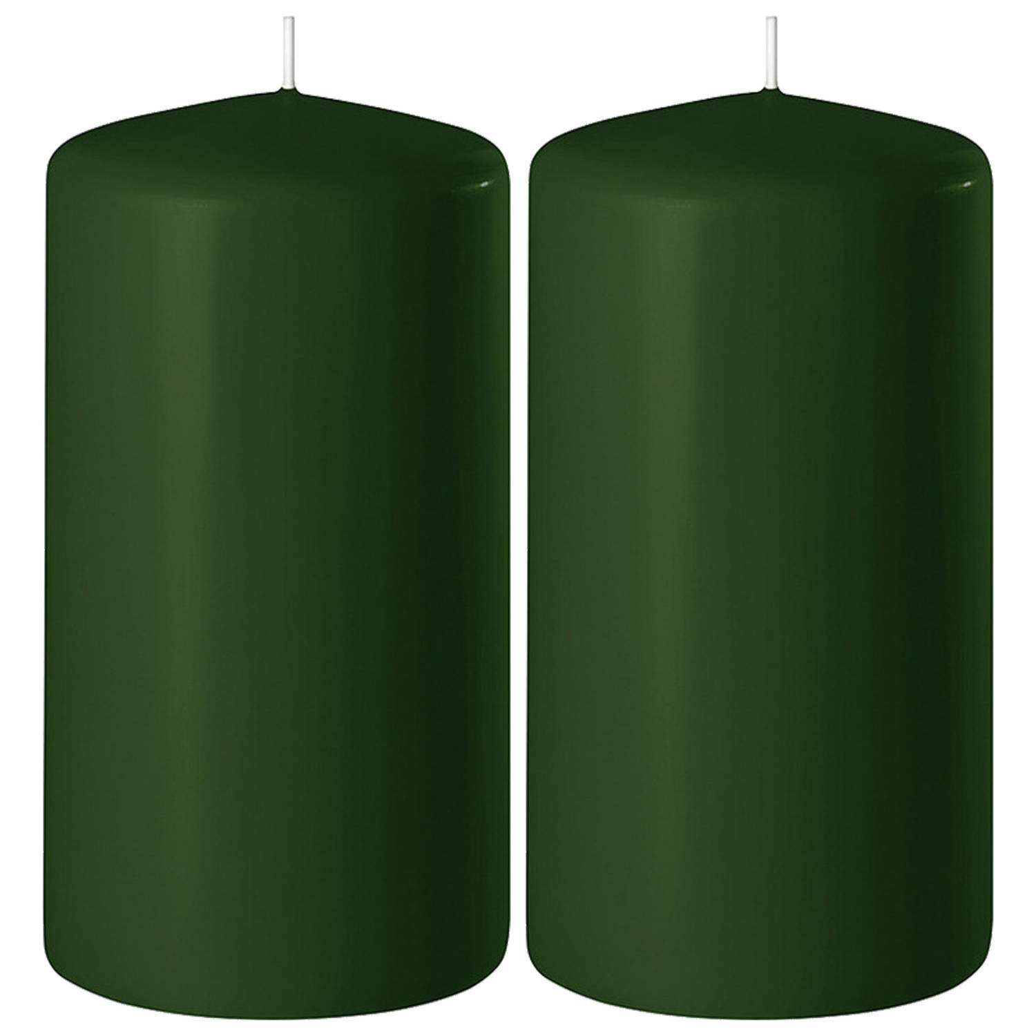 Enlightening Candles 2x Donkere Cilinderkaarsen/stompkaarsen 6 X 12 Cm 45 Branduren - Geurloze Kaarsen Donker - Woondecoraties - Groen
