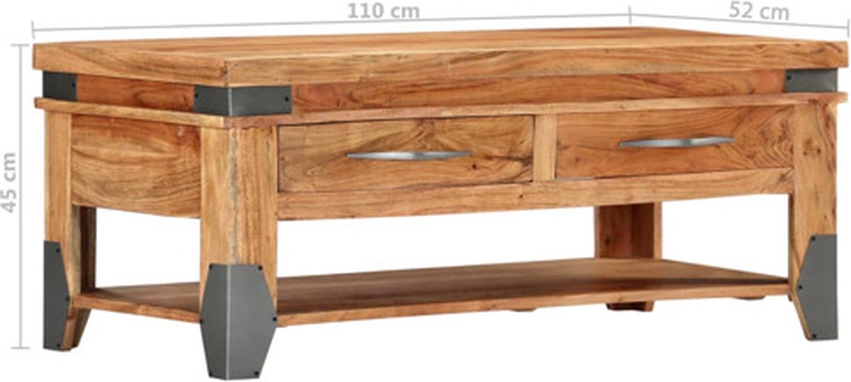 Vidaxl Salontafel 110x55x45 Cm Massief Acaciahout - Bruin