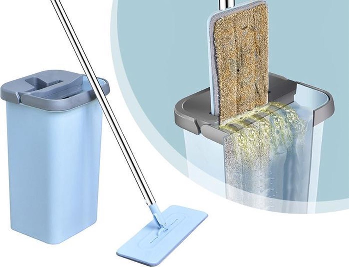 Benson Clean Flat Mop Zelfreinigend Mechanisme - Microvezel - Blauw