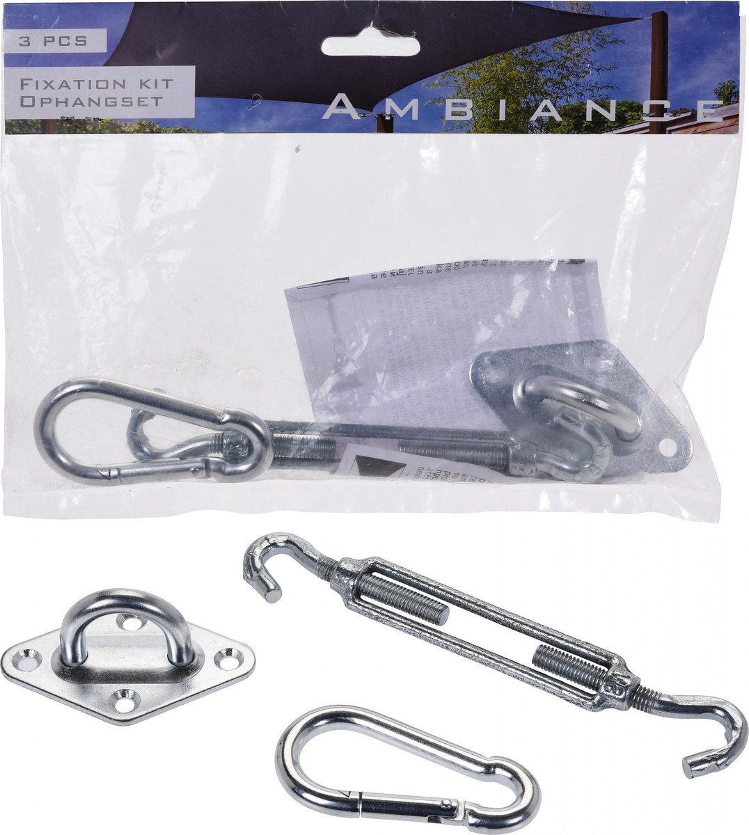 Schaduwdoek Ophangaccessoires 3-delig - Silver