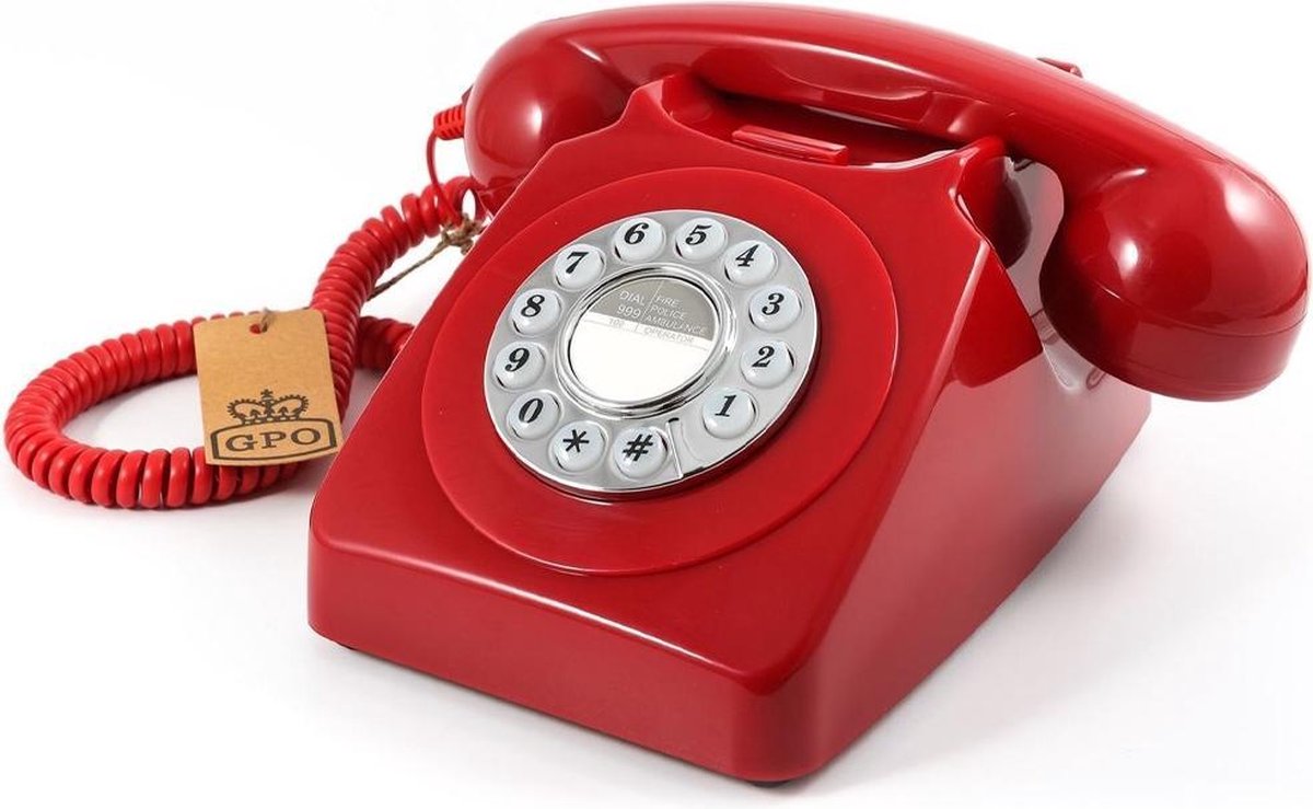 GPO 746 Druktoets Retro Telefoon - Rood