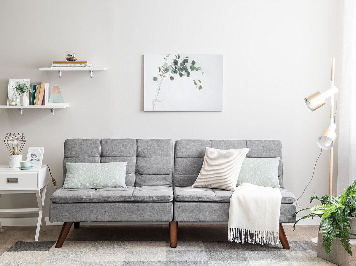 Beliani Ronne Slaapbank Polyester 95 X 180 Cm - Grijs