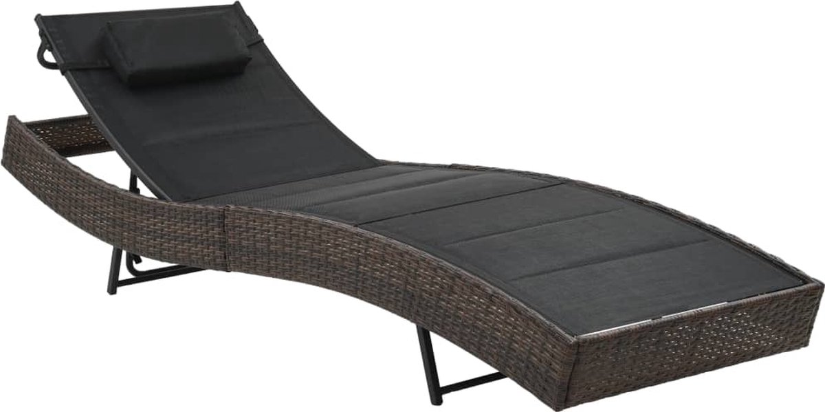 Vidaxl Ligbed Poly Rattan En Textileen - Bruin