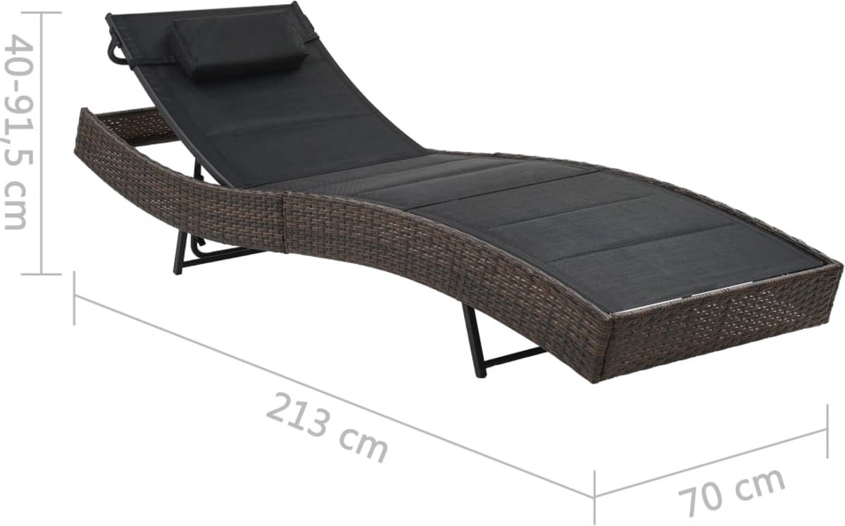 Vidaxl Ligbed Poly Rattan En Textileen - Bruin