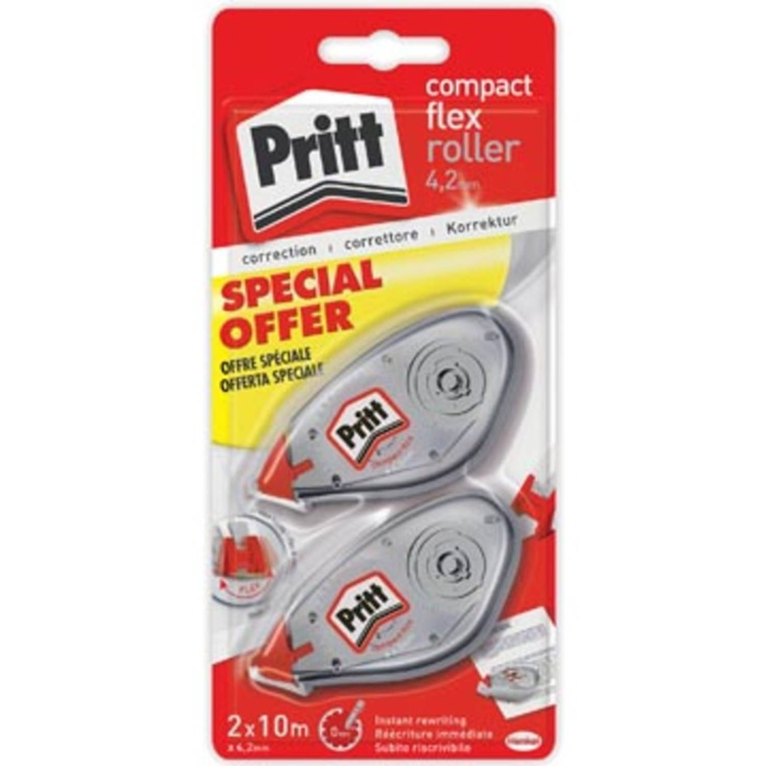 Pritt Correctieroller Compact Flex 4,2 Mm X 10 M, Blister Met 2 Stuks