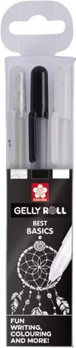 Sakura Roller Gelly Roll Basic, Etui Met 3 Stuks (Transparant, Zwart En ) - Wit