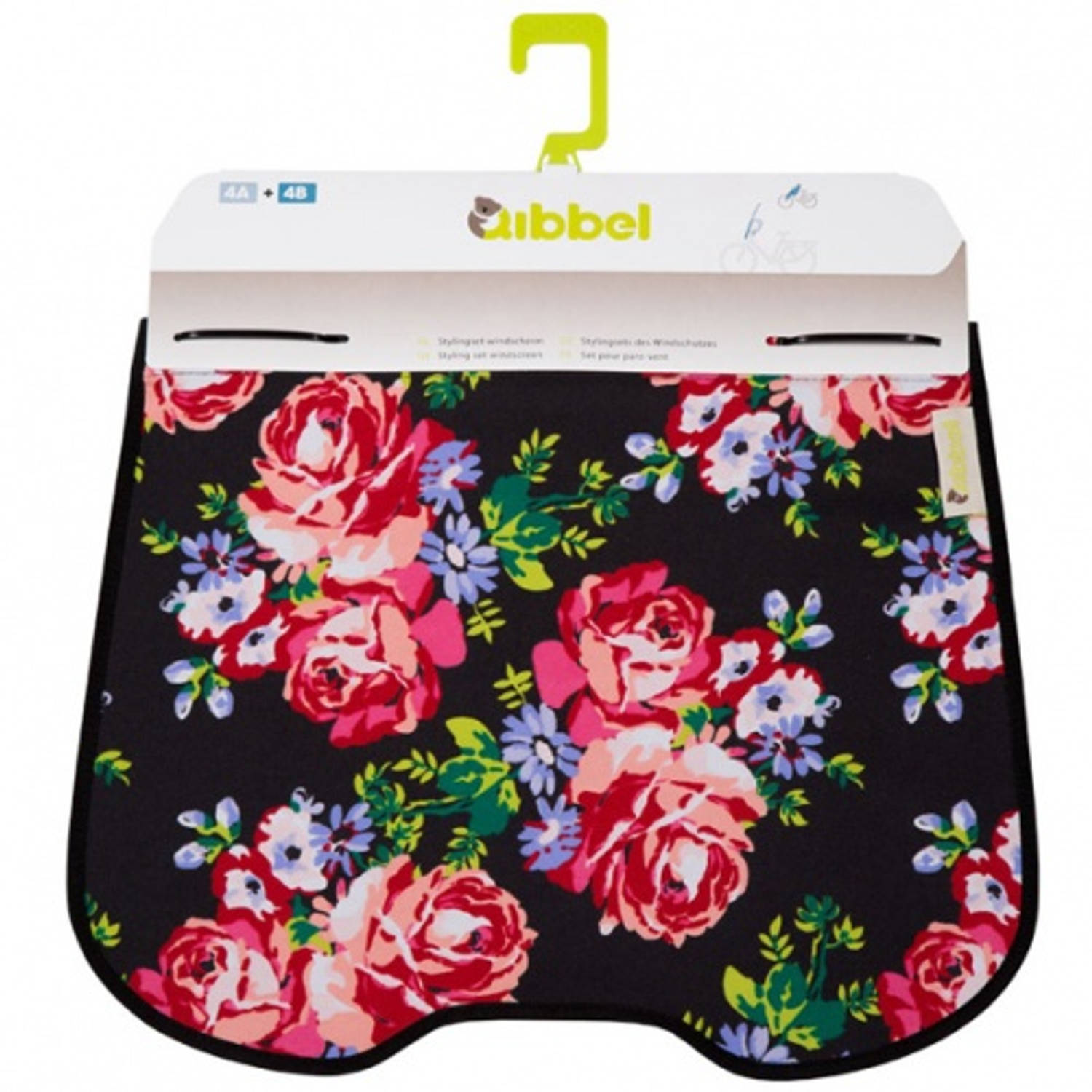 Qibbel Stylingset Windschermflap Blossom Roses Black - Zwart