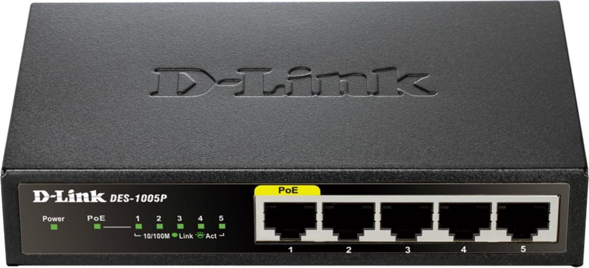 D-link DGS-1005P netwerk-switch Unmanaged L2 Gigabit Ethernet (10/100/1000) Power over Ethernet (PoE) - Negro