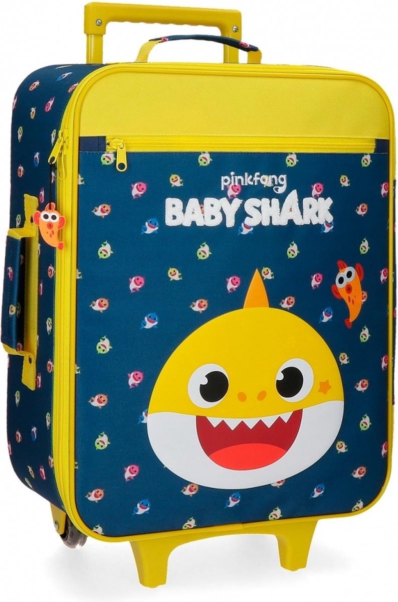 Baby Shark Kinderkoffer Trolley 50 Cm Geel - Blauw