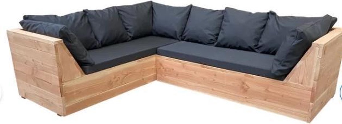 Wood4you - Loungeset 6 Douglashout 220x200 Cm - Incl Kussens L-vorm - Bruin