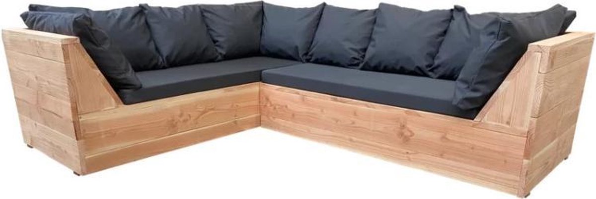 Wood4you - Loungeset 6 Douglashout 240x200 Cm - Incl Kussens L-vorm - Bruin