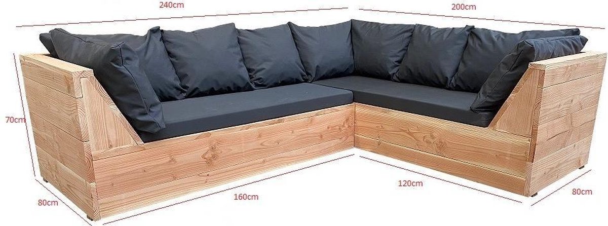 Wood4you - Loungeset 6 Douglashout 200x240 Cm - Incl Kussens Gl-vorm - Bruin