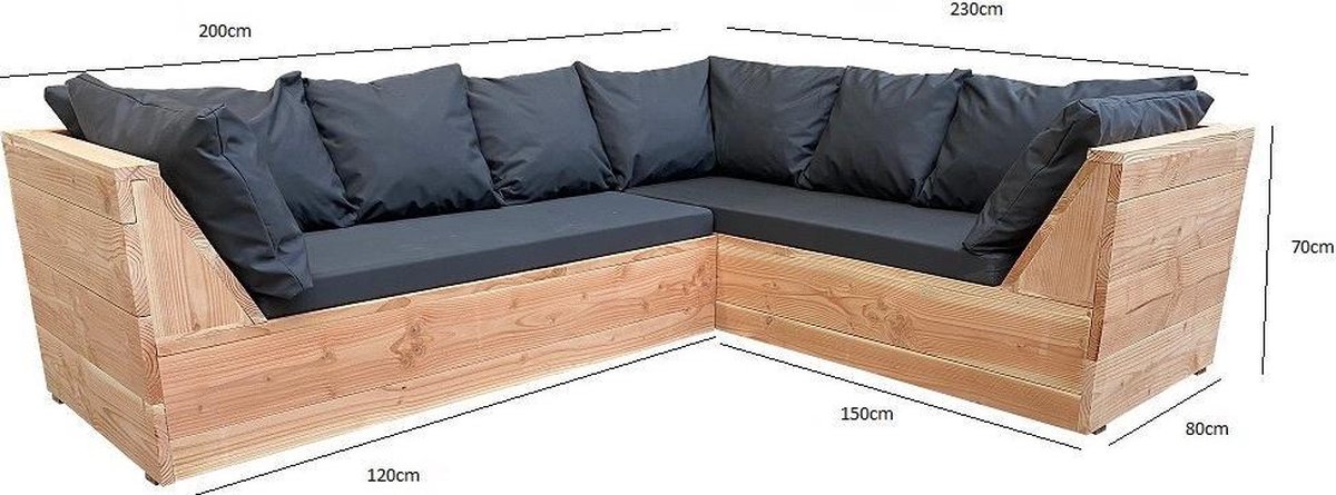 Wood4you - Loungeset 6 Douglashout 200x230 Cm - Incl Kussens Gl-vorm - Bruin