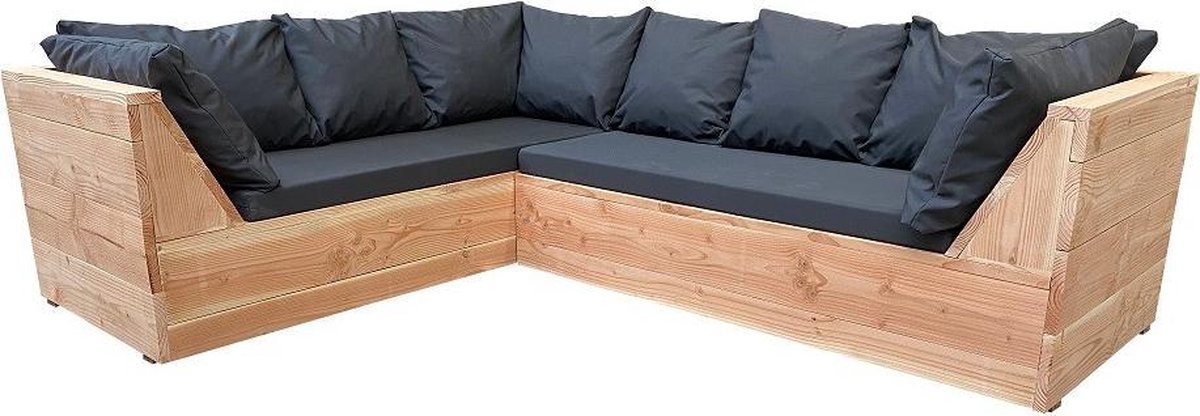 Wood4you - Loungeset 6 Douglashout 200x260 Cm - Incl Kussens L-vorm - Bruin