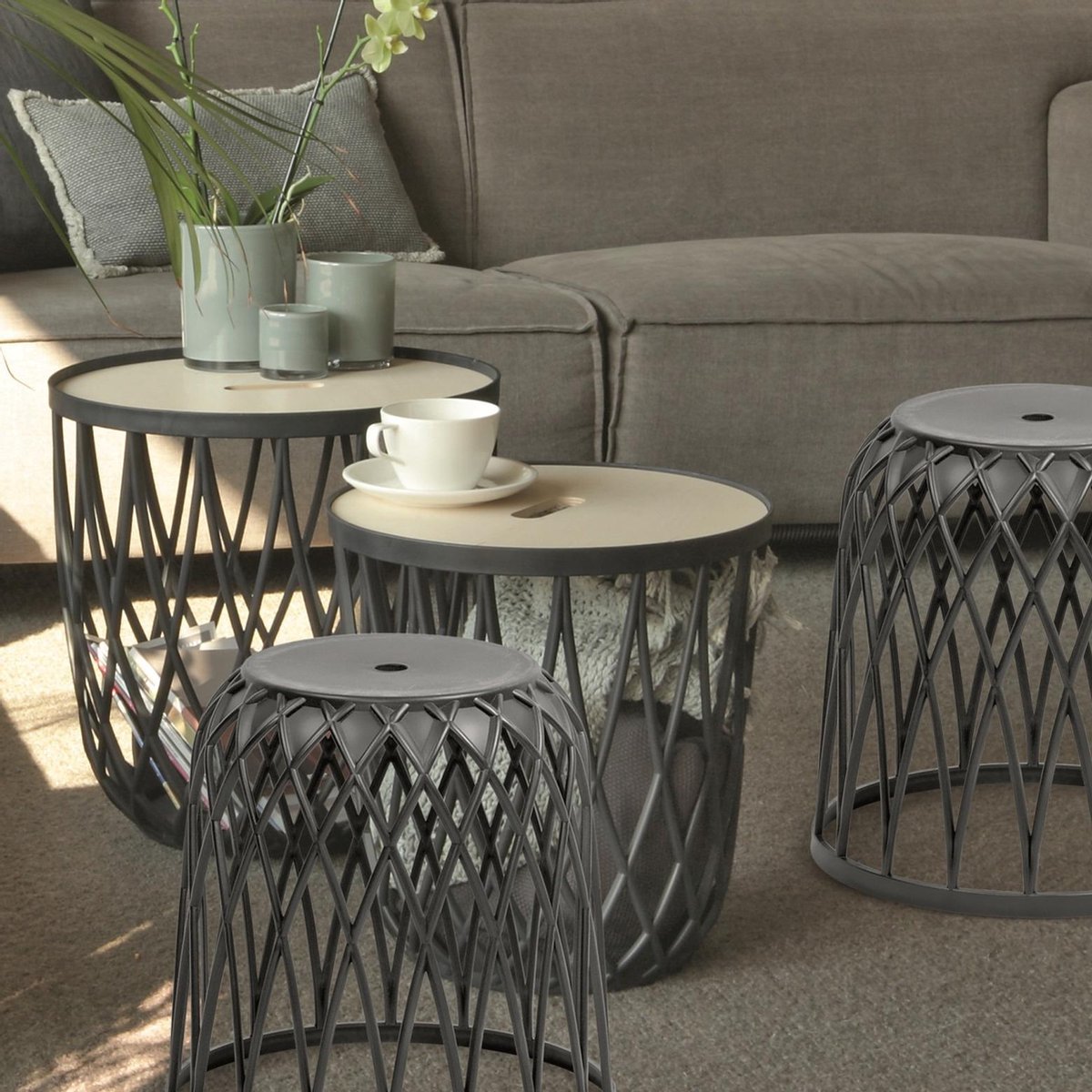 Prosperplast 2x Stuks Kunststof Opbergmanden Antraciet 39 Cm - Opbergen/opruimen Van Spullen - Grijs