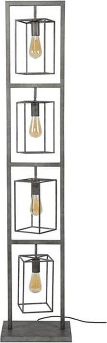 Livin24 Industriële Vloerlamp Roxi 4-lichts Oud Zilver - Silver