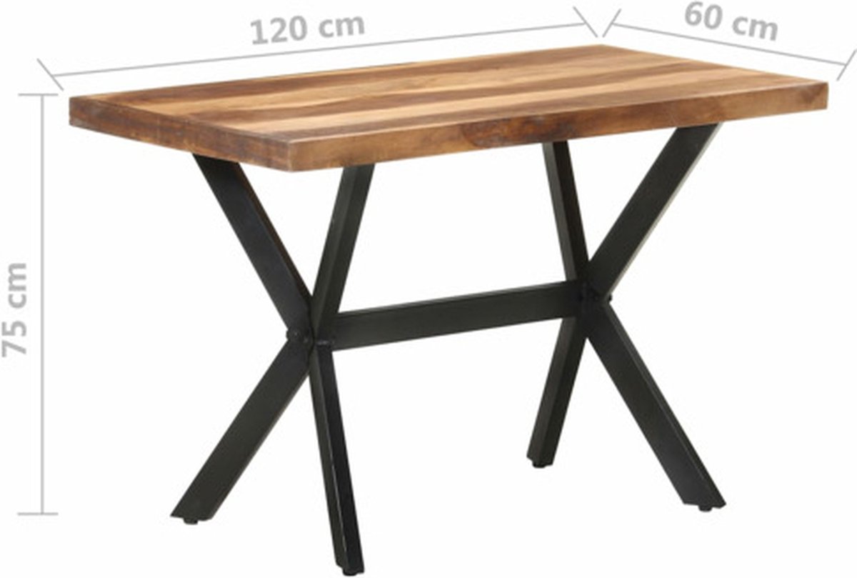 Vidaxl Eettafel 120x60x75 Cm Massief Hout Met Sheesham Afwerking - Bruin