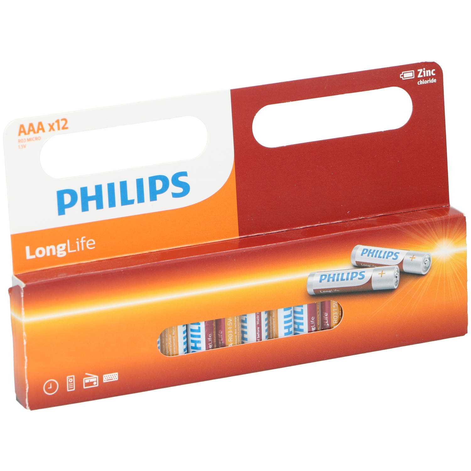 Philips Aaa Longlife Batterijen - Voordeelverpakking 12 Stuks