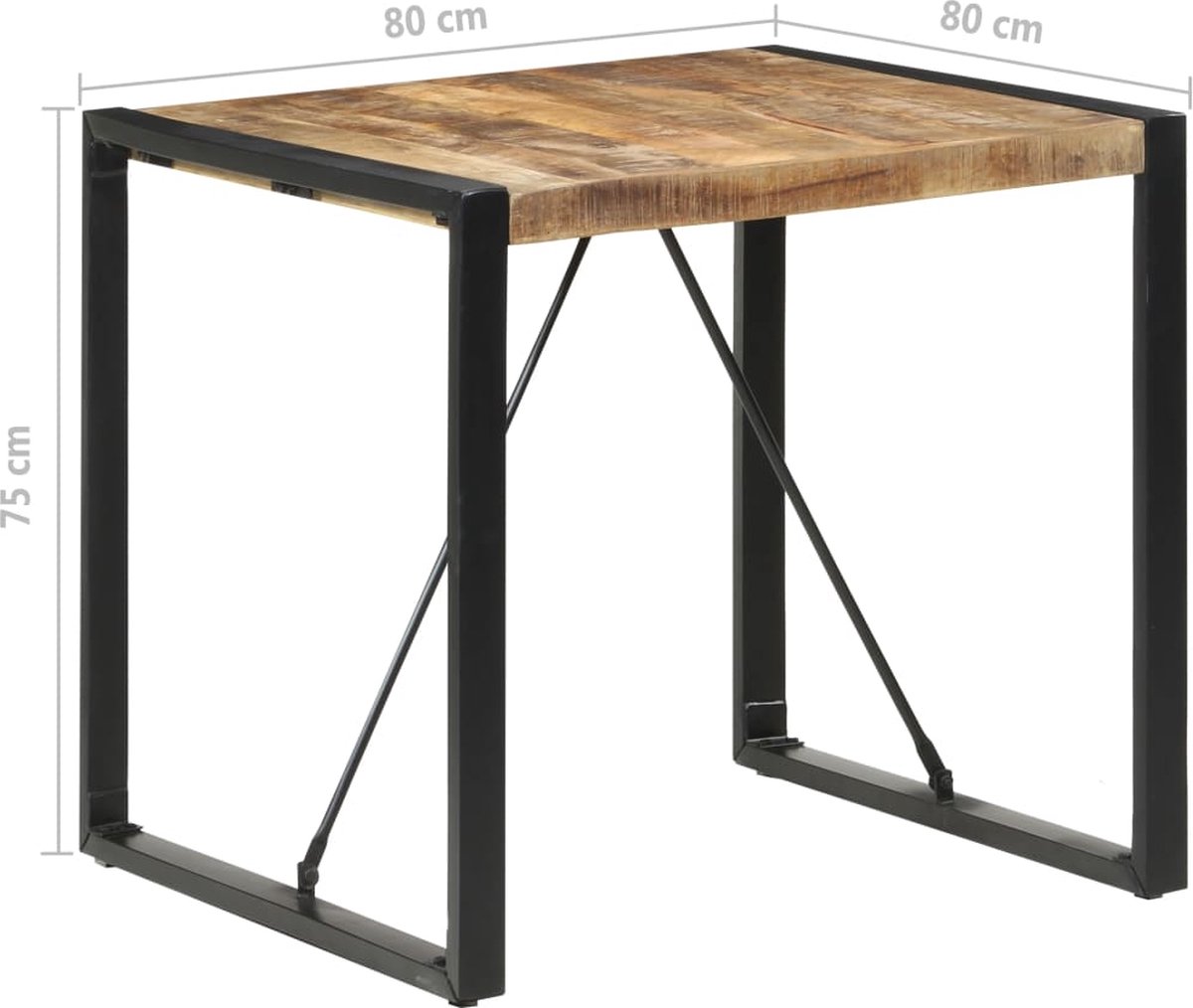 Vidaxl Eettafel 80x80x75 Cm Ruw Mangohout - Bruin