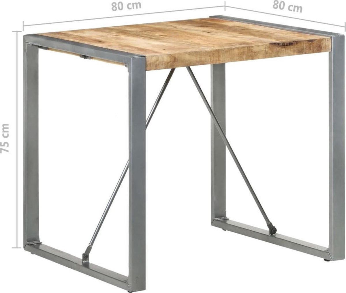 Vidaxl Eettafel 80x80x75 Cm Ruw Mangohout - Marrón