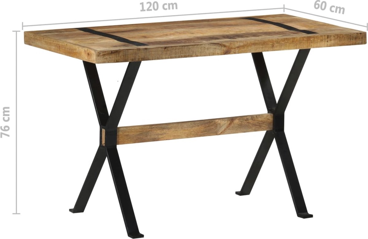 Vidaxl Eettafel 120x60x76 Cm Ruw Mangohout - Bruin