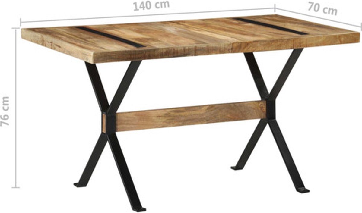 Vidaxl Eettafel 140x70x76 Cm Ruw Mangohout - Bruin