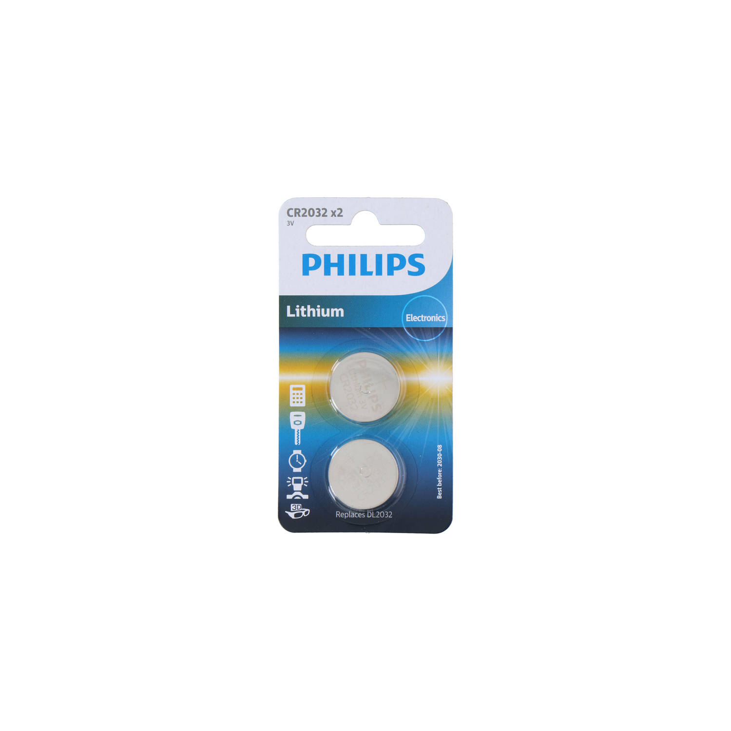 Philips Knoopcel Batterijen - Cr2032 - 2 Stuks Verpakking