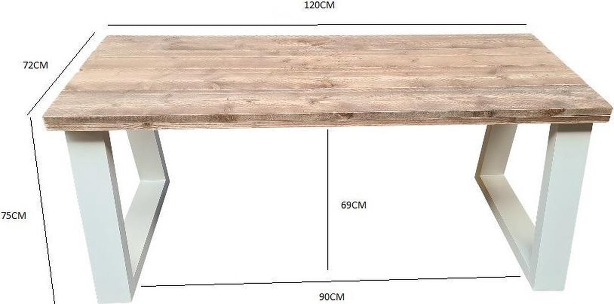Wood4you Bureau Vancouver Steigerhout 120lx72dx75h - Wit