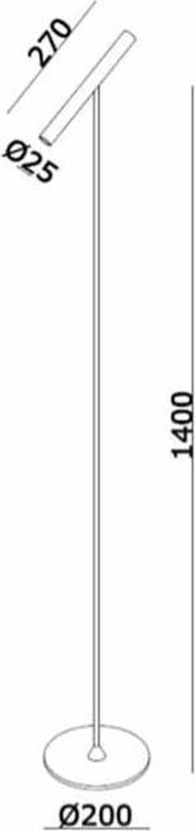 Lamponline Vloerlamp Harper H 140 Cm Sensor Dimmer - Zwart