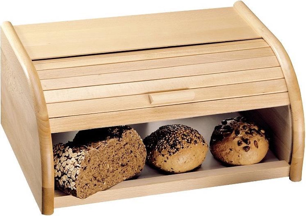 Decopatent Fsc® Beukenhouten Broodtrommel Met Rolluik Brood Trommel Van Beuken