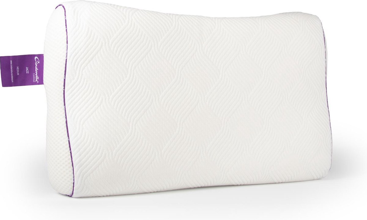 Cinderella Contour Jazz Medium Hoofdkussen - 100% Comfortschuim Slowfoam Feel - - Wit