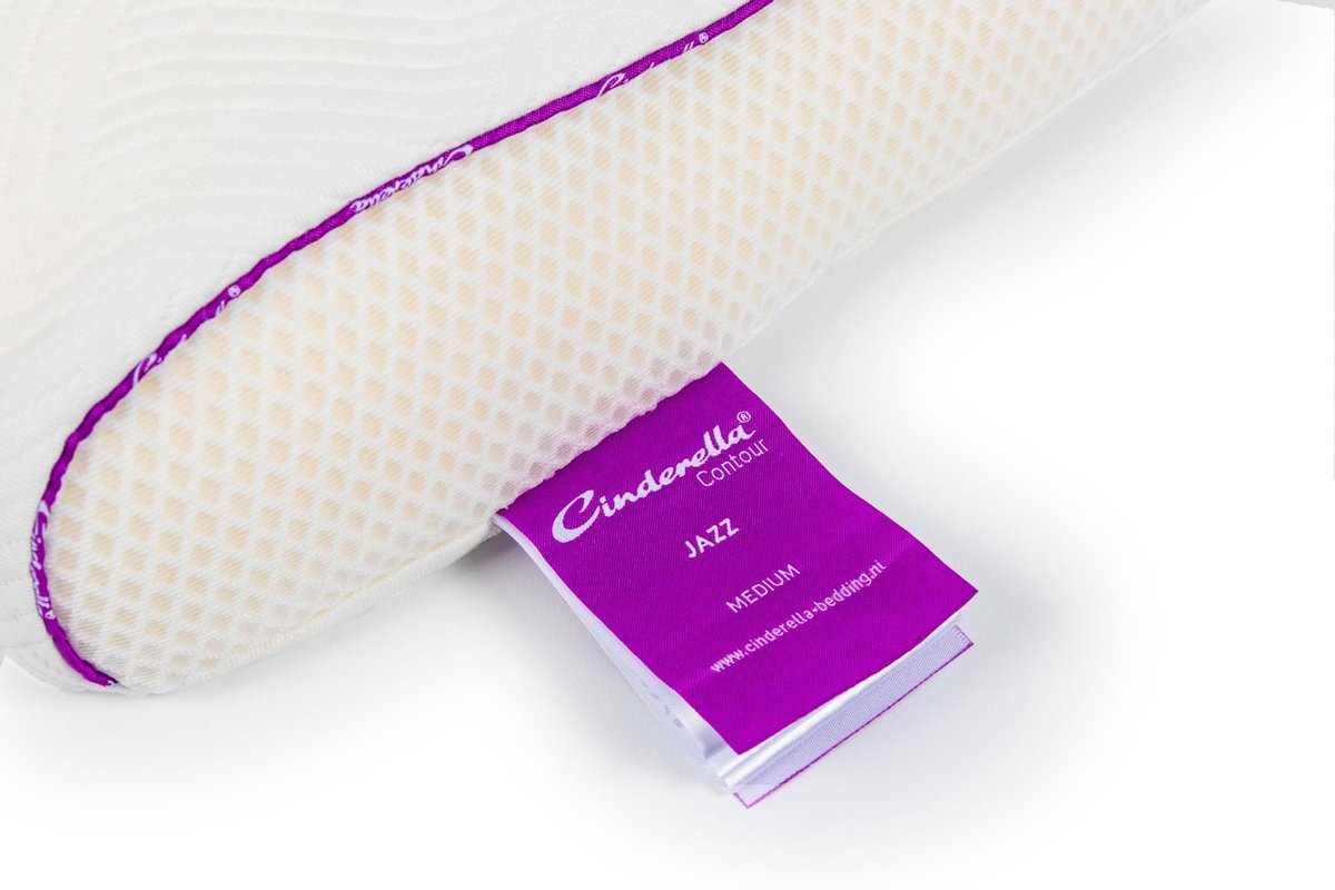Cinderella Contour Jazz Medium Hoofdkussen - 100% Comfortschuim Slowfoam Feel - - Wit
