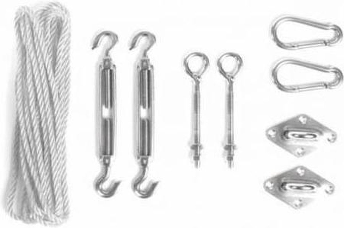 Shadow Comfort Velleman Compleet Pakket: Vierkant 3,6x3,6 Mineral White Met Rvs Bevestigingsset En Buitendoekreiniger - Wit