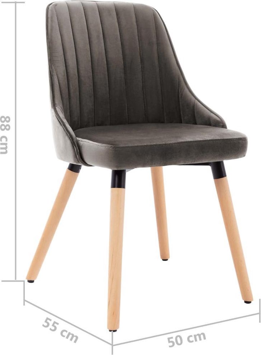 Vidaxl Eetkamerstoelen 2 St Fluweel Donker - Grijs
